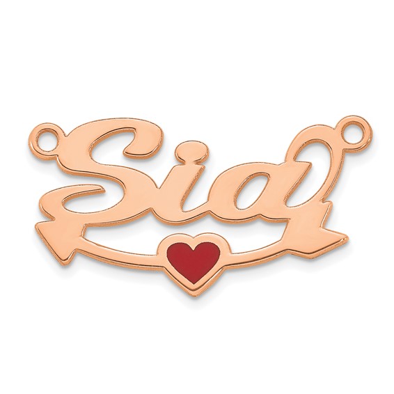 14k Rose Gold Epoxy Heart and Arrow Name Plate