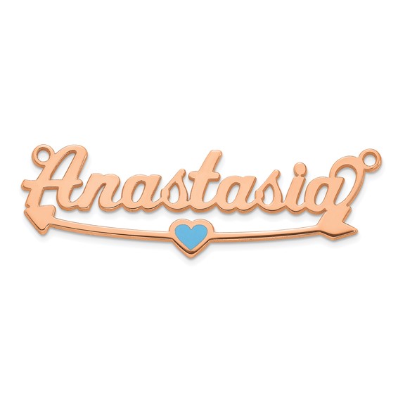 14k Rose Gold Epoxy Heart and Arrow Name Plate