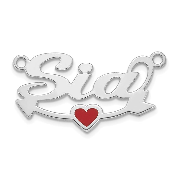 14k White Gold Epoxy Heart and Arrow Name Plate