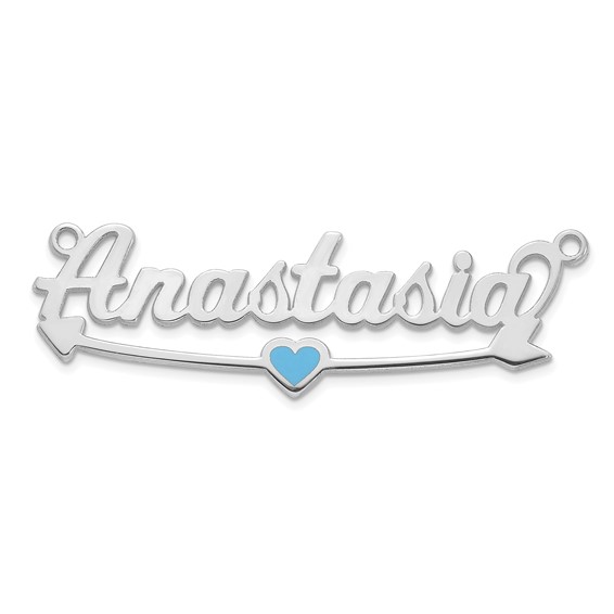 14k White Gold Epoxy Heart and Arrow Name Plate