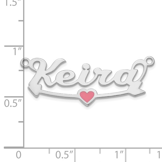 14k White Gold Epoxy Heart and Arrow Name Plate
