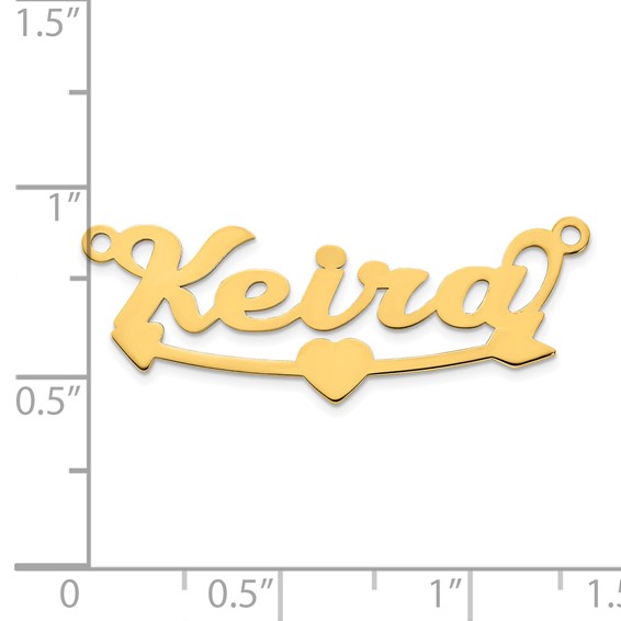 14k Yellow Gold Heart and Arrow Name Plate