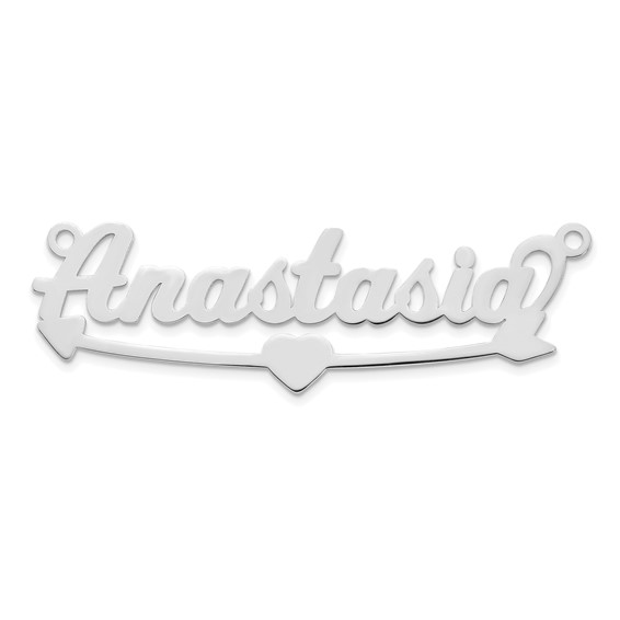 14k White Gold Heart and Arrow Name Plate