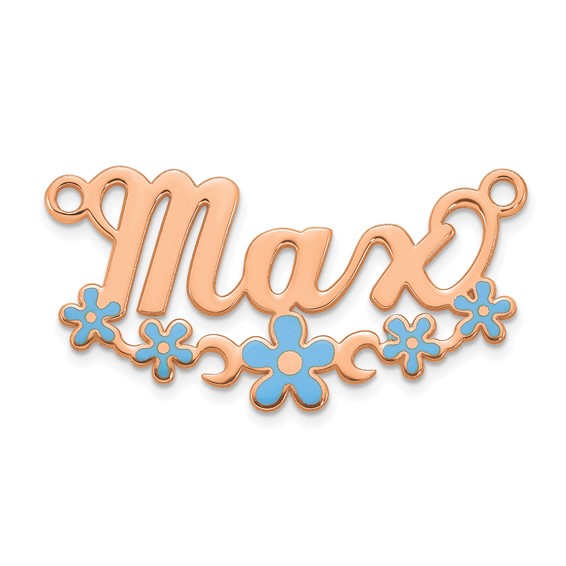 Sterling Silver/Rose-plated Epoxy Flower Name Plate