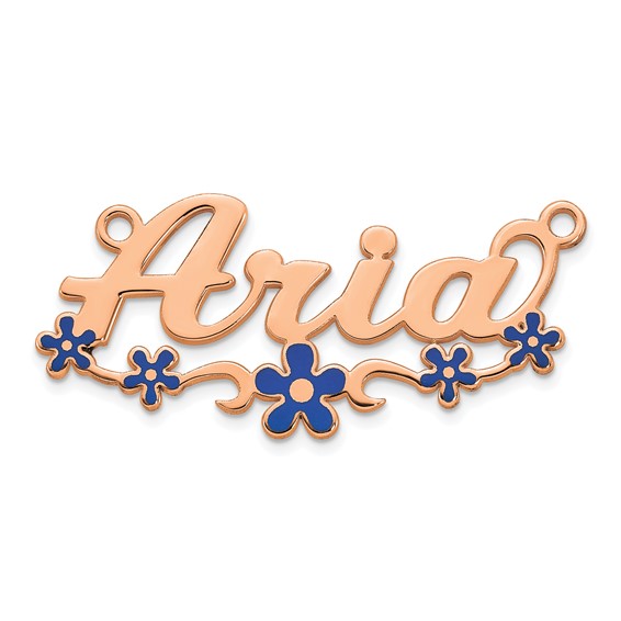 Sterling Silver/Rose-plated Epoxy Flower Name Plate