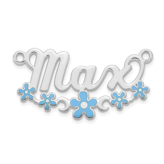 14k White Gold Epoxy Flower Name Plate
