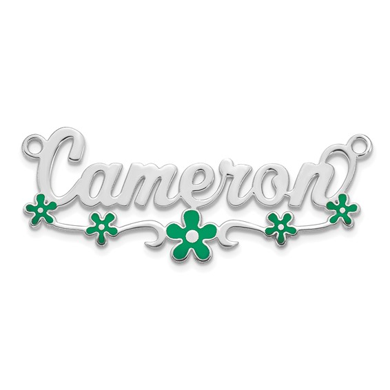 14k White Gold Epoxy Flower Name Plate