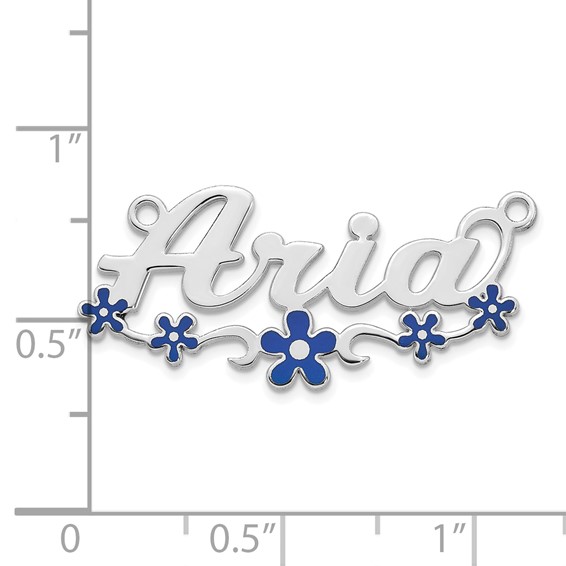 14k White Gold Epoxy Flower Name Plate