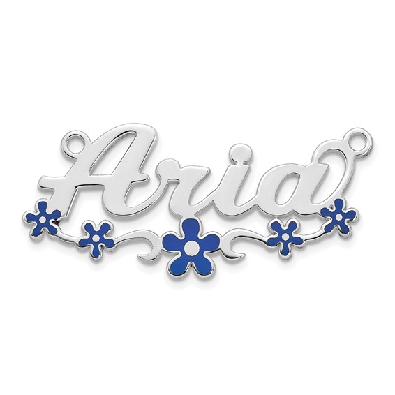 14k White Gold Epoxy Flower Name Plate