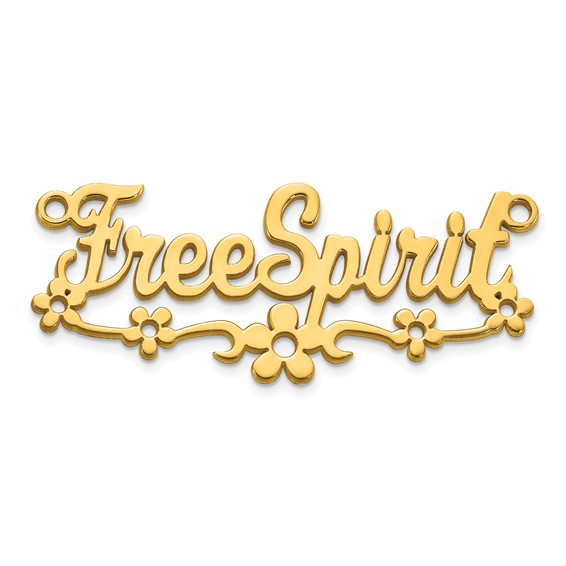 14k Yellow Gold Flower Name Plate