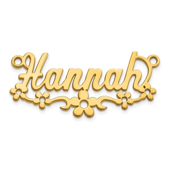 14k Yellow Gold Flower Name Plate