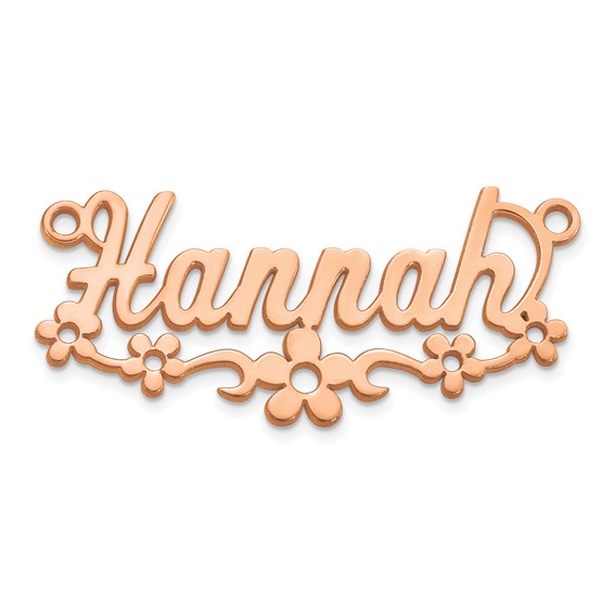 14k Rose Gold Flower Name Plate