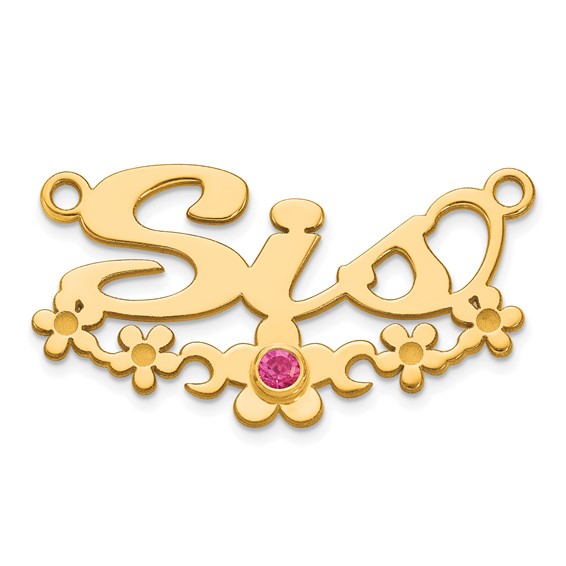SS/Gold-plated w/ Gold-plated Bezel Birthstone Flower Name Plate