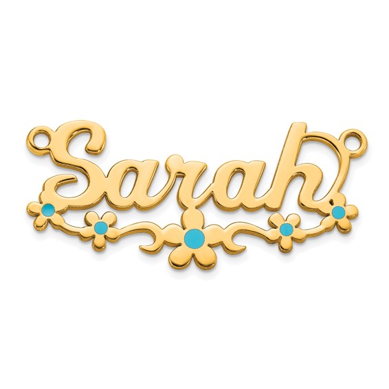 Sterling Silver/Gold-Plated Epoxy Flower Name Plate