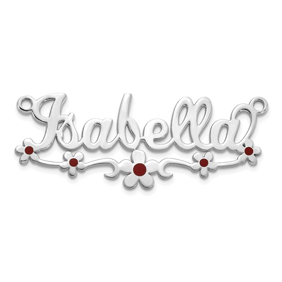 Sterling Silver/Rhodium-plated Epoxy Flower Name Plate