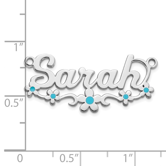 Sterling Silver/Rhodium-plated Epoxy Flower Name Plate