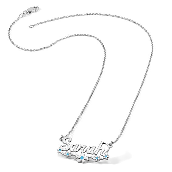 Sterling Silver/Rhodium-plated Epoxy Flower Name Plate