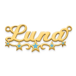14k Yellow Gold Epoxy Stars Name Plate