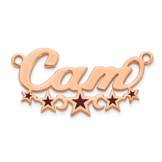 Sterling Silver/Rose-plated Epoxy Stars Name Plate