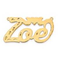 14K Yellow Gold Diamond-cut Heart Name Plate view 2