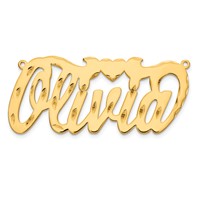 14K Yellow Gold Diamond-cut Heart Name Plate view 4