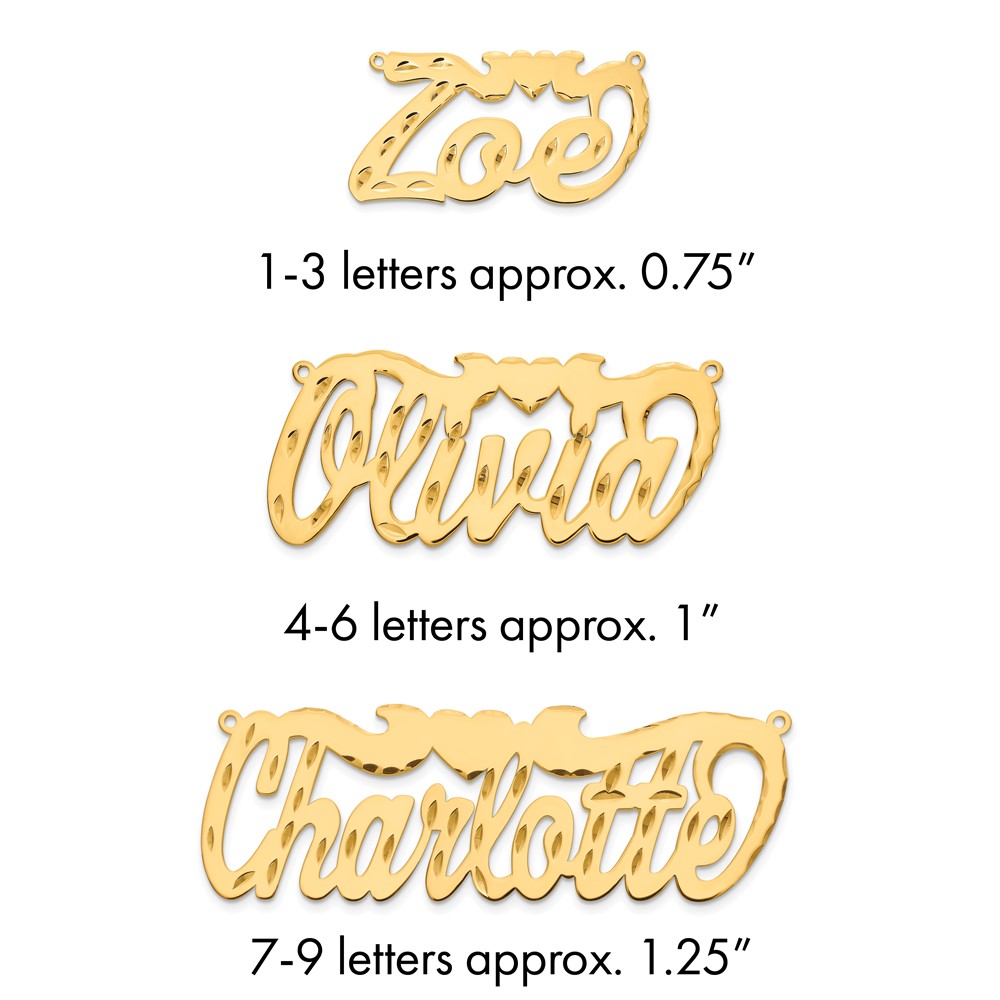 14K Yellow Gold Diamond-cut Heart Name Plate