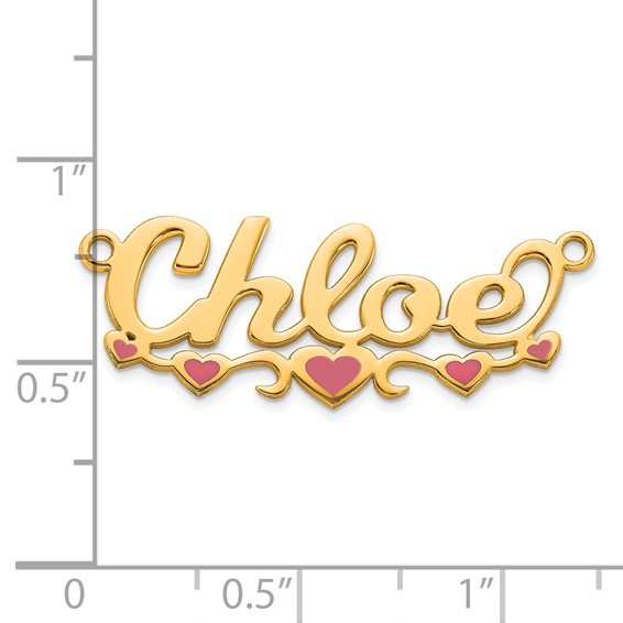 14k Yellow Gold Epoxy Hearts Name Plate