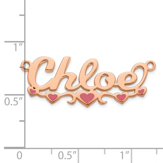 Sterling Silver/rose-plated Epoxy Hearts Name Plate