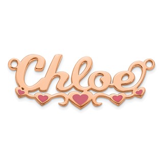 Sterling Silver/rose-plated Epoxy Hearts Name Plate