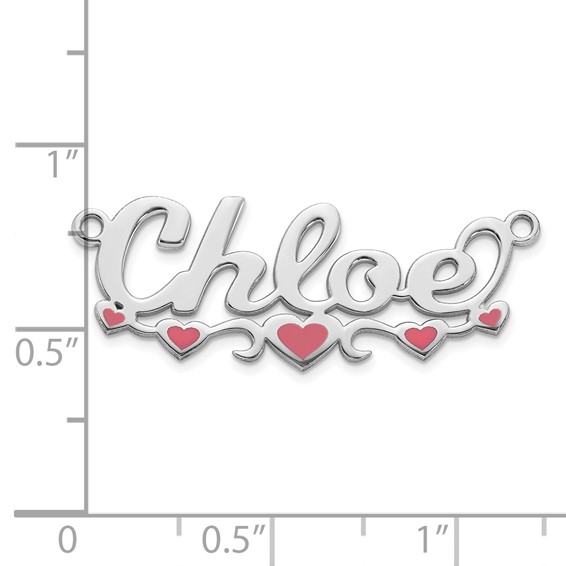 14k White Gold Epoxy Hearts Name Plate