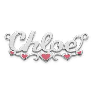 14k White Gold Epoxy Hearts Name Plate