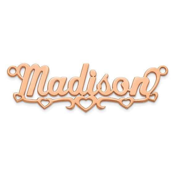14k Rose Gold Cut-out Hearts Name Plate