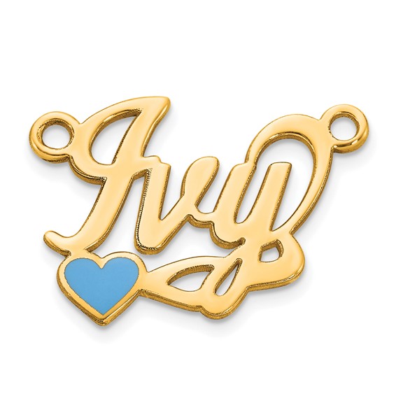 Sterling Silver/Gold-plated Epoxy Heart Name Plate
