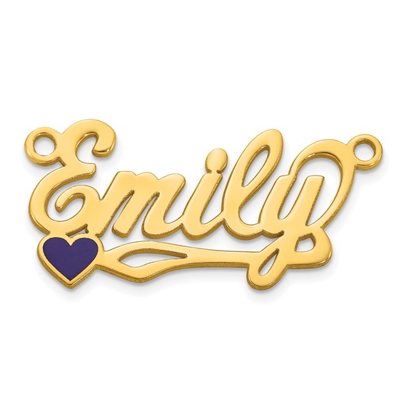 Sterling Silver/Gold-plated Epoxy Heart Name Plate