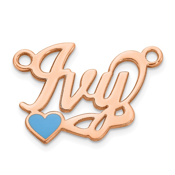 14k Rose Gold Epoxy Heart  Name Plate