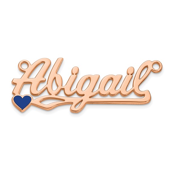 14k Rose Gold Epoxy Heart  Name Plate