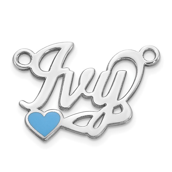 14k White Gold Epoxy Heart Name Plate