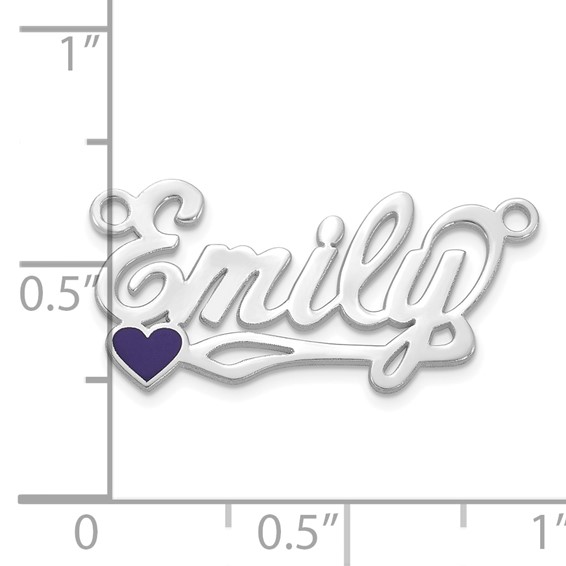 14k White Gold Epoxy Heart Name Plate