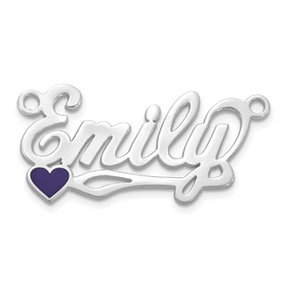 14k White Gold Epoxy Heart Name Plate