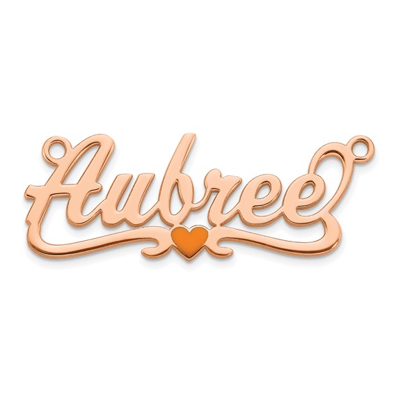 14k Rose Gold Epoxy Heart Name Plate