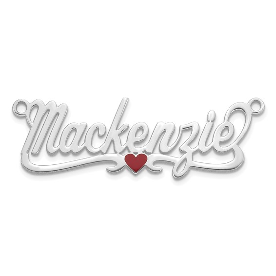 Sterling Silver/Rhodium-plated Epoxy Heart Name Plate