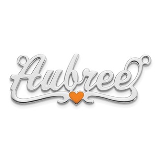 Sterling Silver/Rhodium-plated Epoxy Heart Name Plate