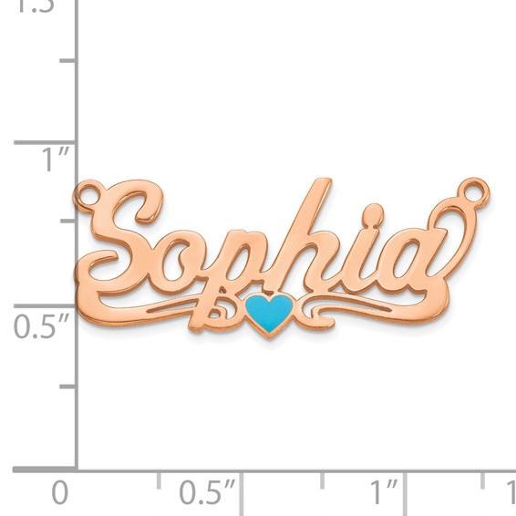 14k Rose Gold Epoxy Heart Name Plate