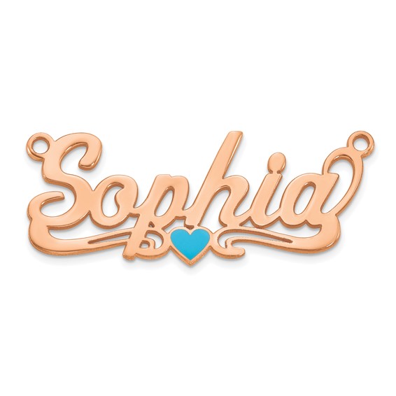 14k Rose Gold Epoxy Heart Name Plate
