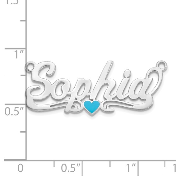 14k White Gold Epoxy Heart Name Plate