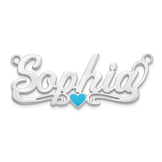 14k White Gold Epoxy Heart Name Plate