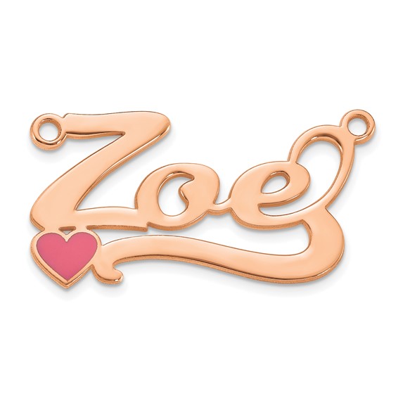 Sterling Silver/Rose-plated Epoxy Heart Name Plate
