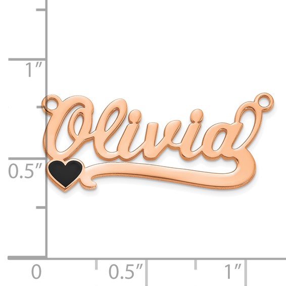 Sterling Silver/Rose-plated Epoxy Heart Name Plate
