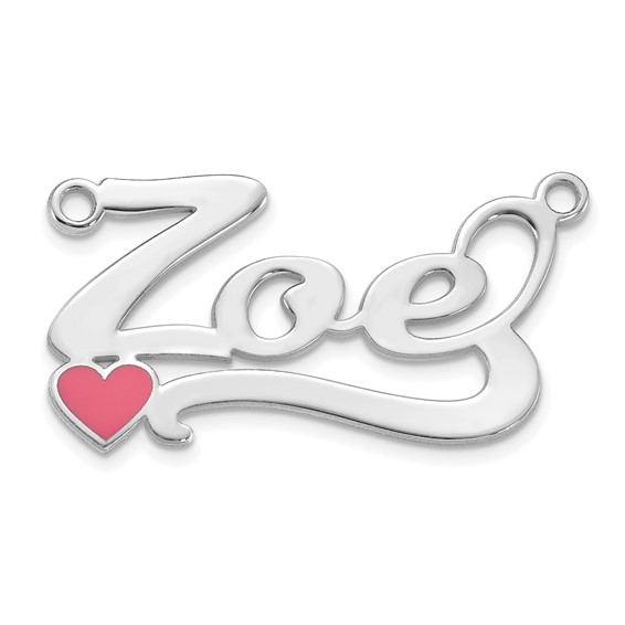 14k White Gold Epoxy Heart Name Plate