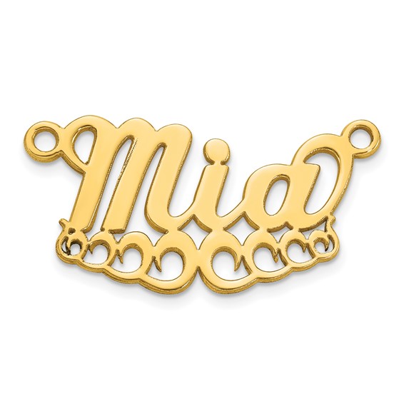 14k Yellow Gold Wave Name Plate
